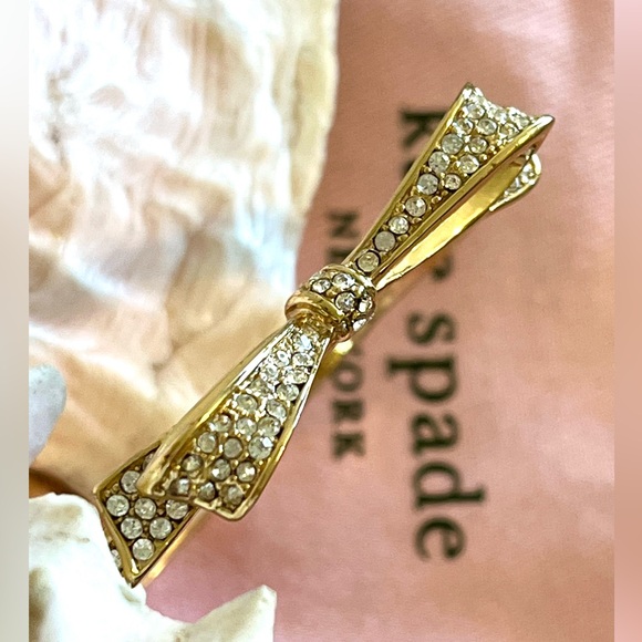 Like NEW!! Large Rhinestone Bow “Love Notes” Kate Spade Bracelet - Picture 2 of 8